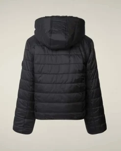Giacca Save the duck reversibile nera modello Chloe in pelliccia animal free