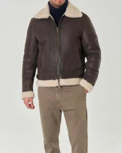 Giacca shearling My Stuff testa di moro foderata in orsetto color panna
