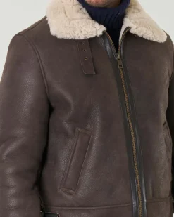 Giacca shearling My Stuff testa di moro foderata in orsetto color panna