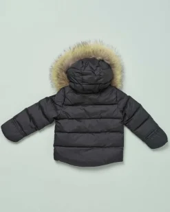 Giaccone Blauer nero imbottito con cappuccio e pelliccia