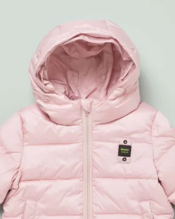 Giaccone Blauer rosa imbottito con cappuccio e pelliccia