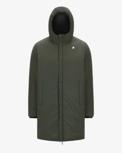 Giaccone lungo K-way Jacob St Warm nero reversibile in verde militare
