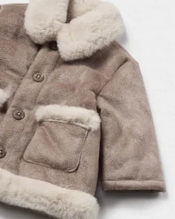 Giaccone Mayoral marrone scamosciata con interno teddy panna