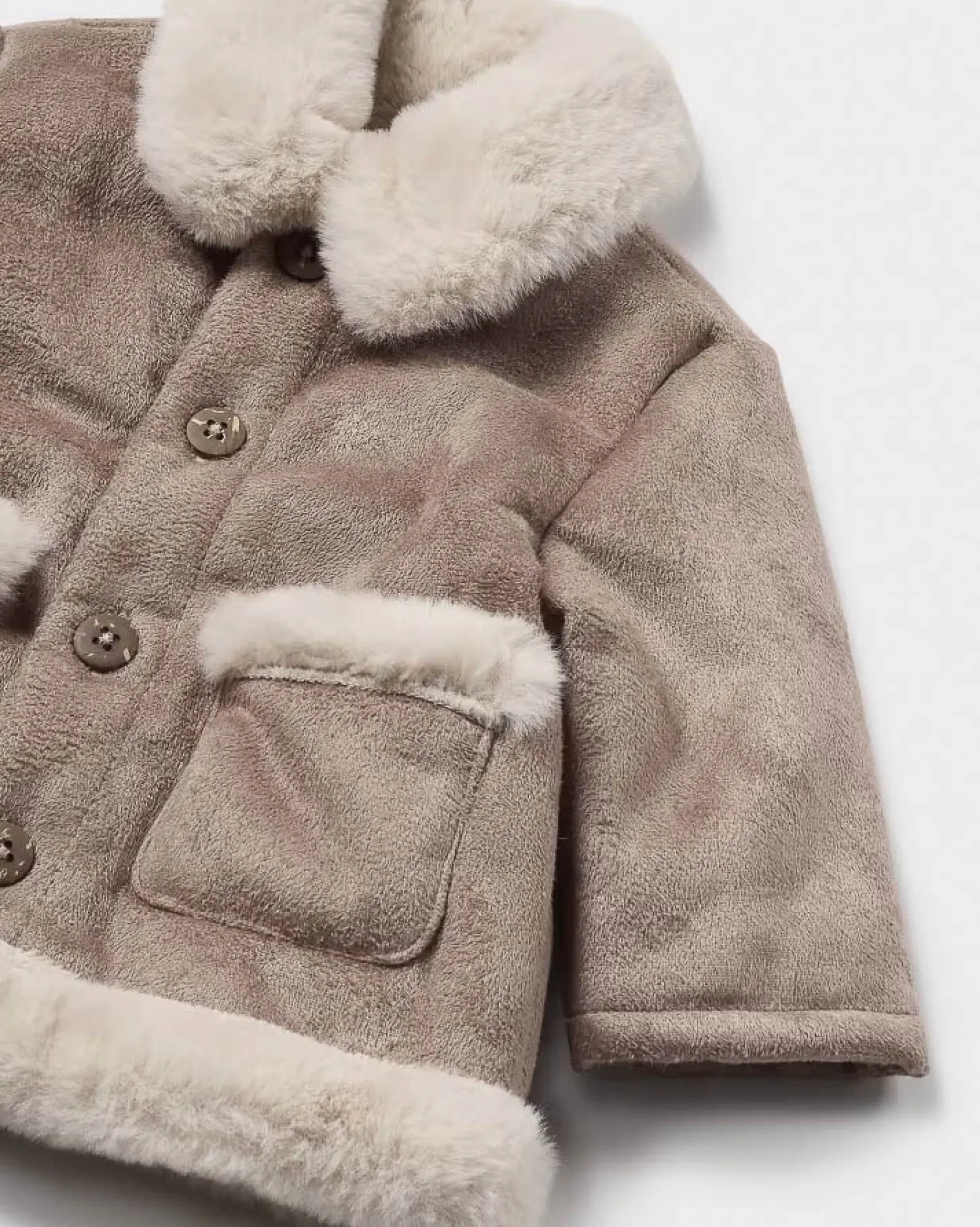 Giaccone Mayoral marrone scamosciata con interno teddy panna