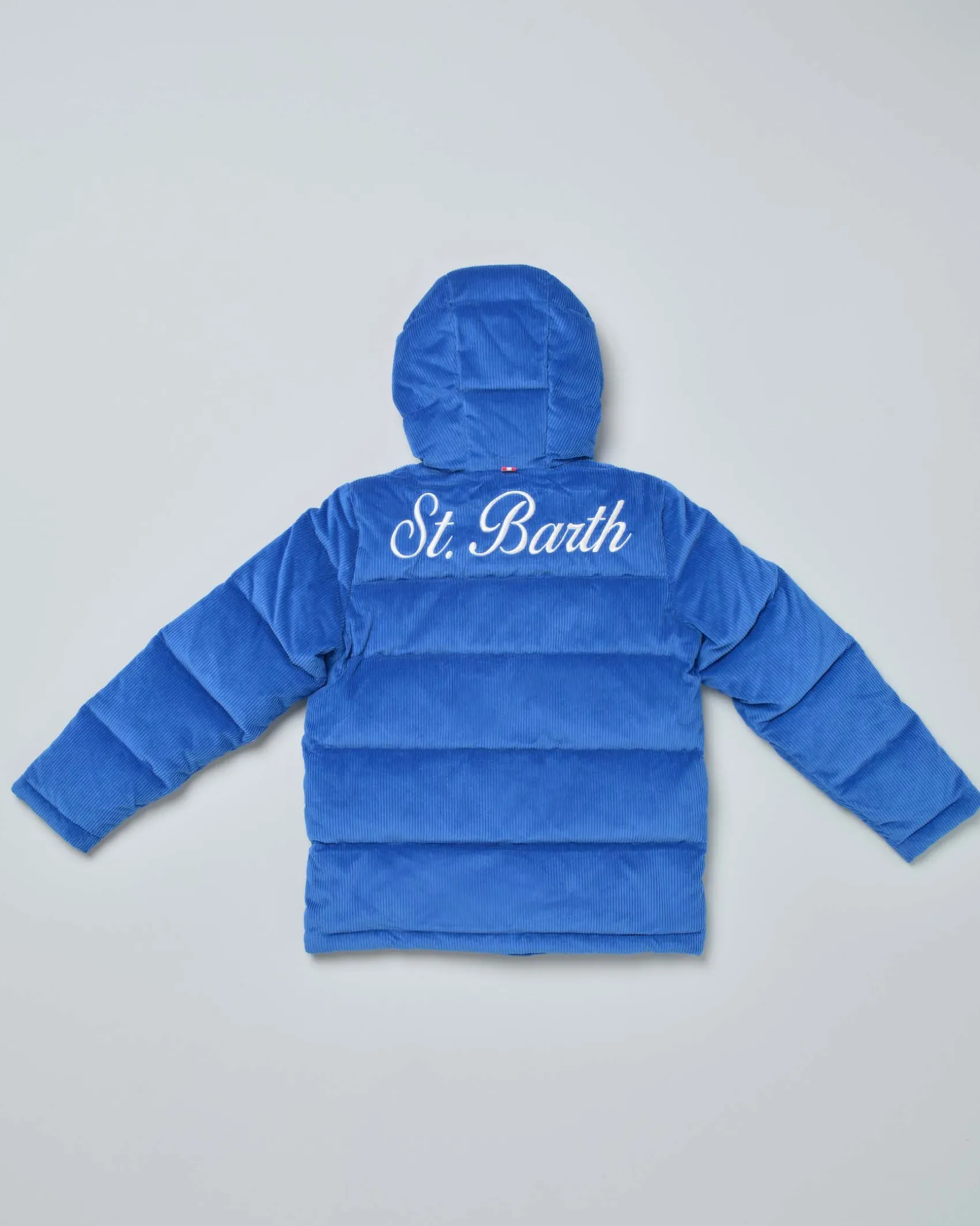 Giaccone MC2 Saint Barth blu royal in velluto a coste imbottito in piuma