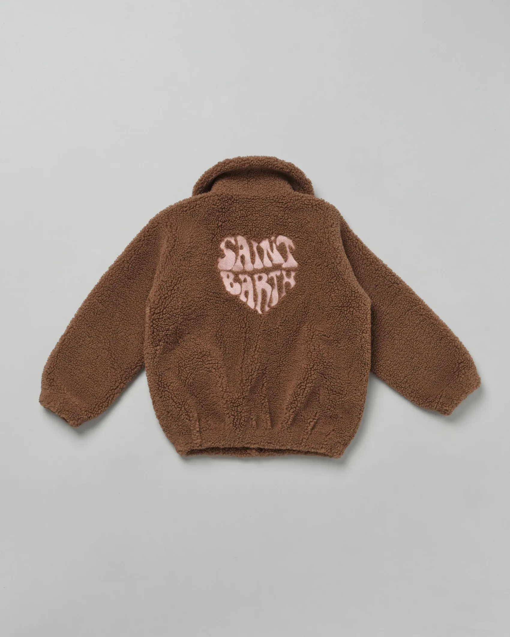 Giaccone MC2 Saint Barth teddy over marrone con logo rosa