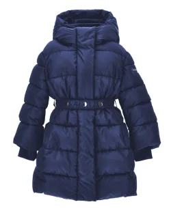 Giaccone Monnalisa blu in nylon imbottito con cintura in vita