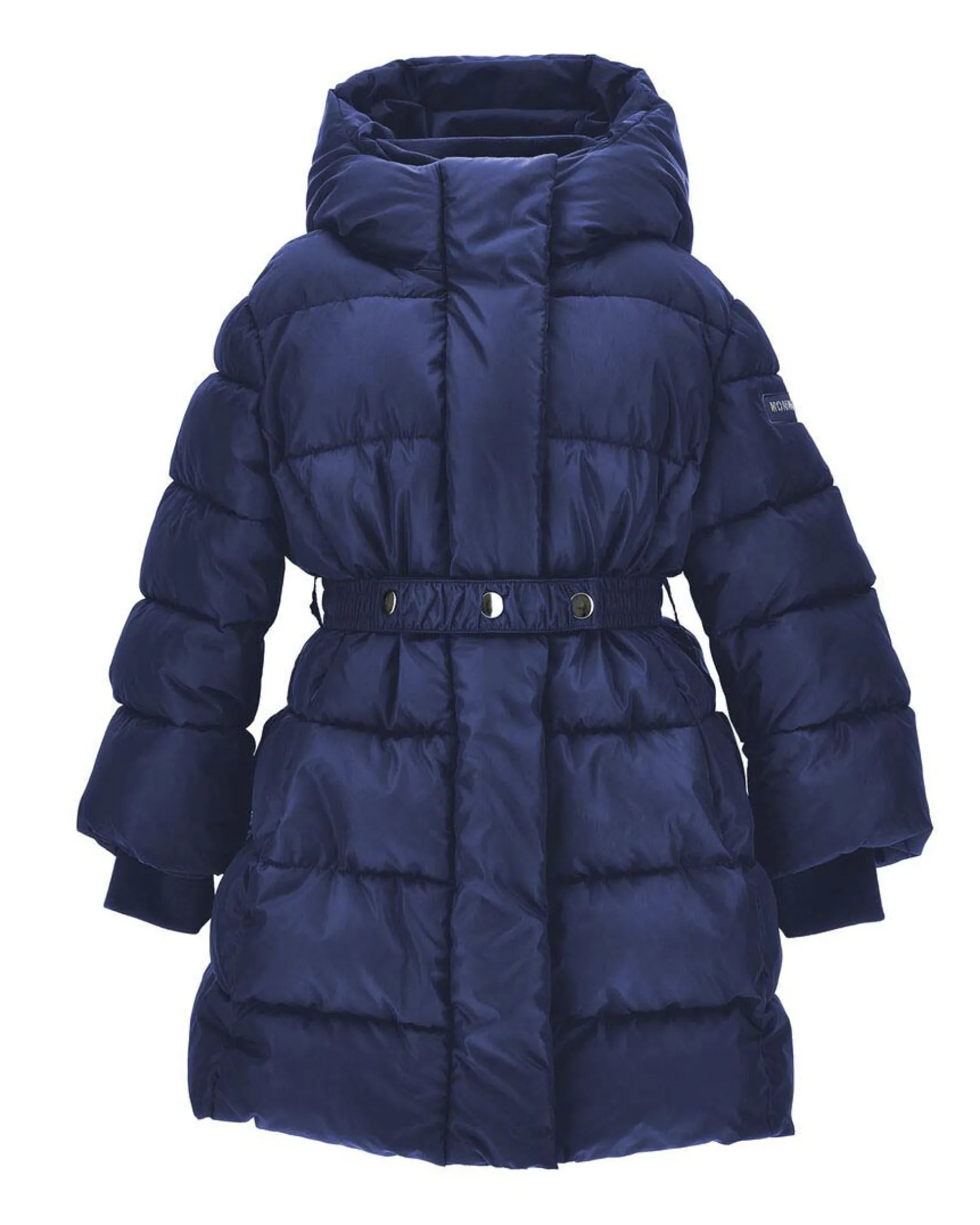 Giaccone Monnalisa blu in nylon imbottito con cintura in vita