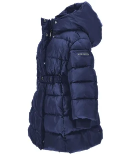 Giaccone Monnalisa blu in nylon imbottito con cintura in vita