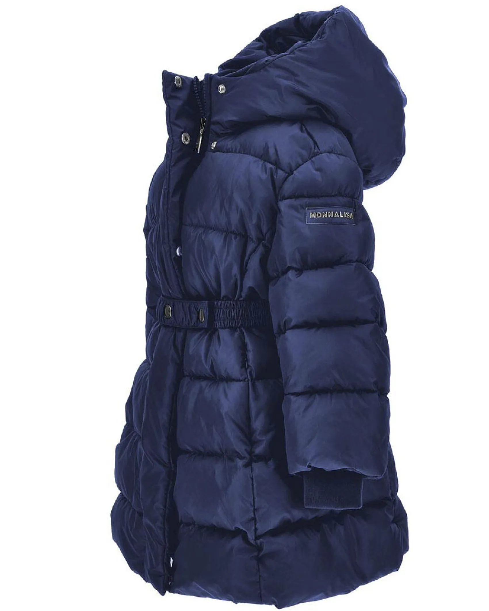 Giaccone Monnalisa blu in nylon imbottito con cintura in vita