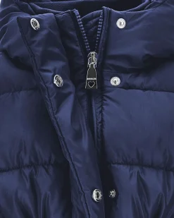 Giaccone Monnalisa blu in nylon imbottito con cintura in vita