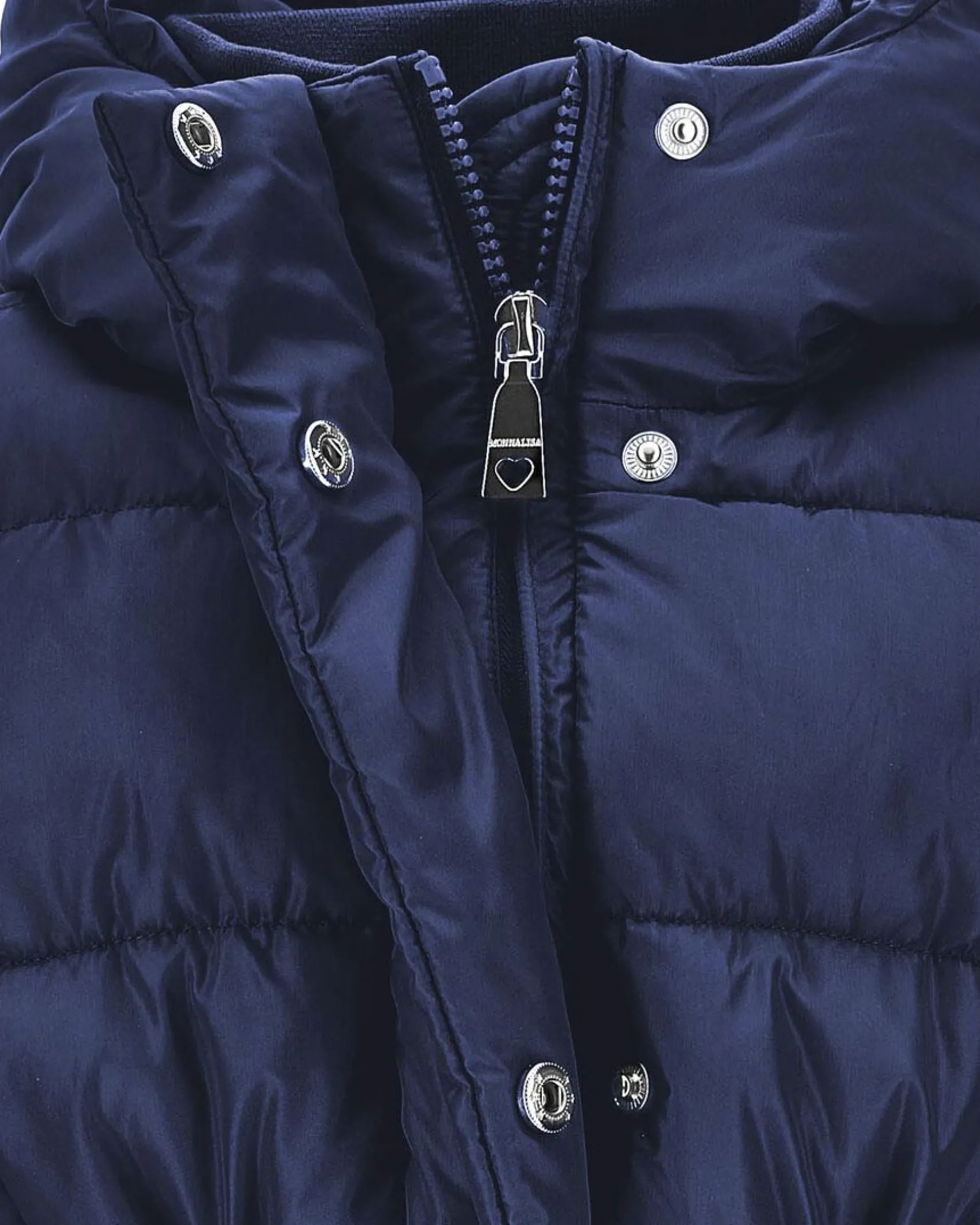 Giaccone Monnalisa blu in nylon imbottito con cintura in vita