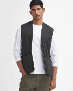 Gilet Barbour in pile color salvia con tasche a toppa