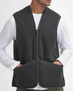 Gilet Barbour in pile color salvia con tasche a toppa