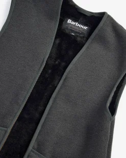 Gilet Barbour in pile color salvia con tasche a toppa