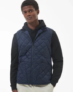 Gilet Barbour Monty blu trapuntato a rombi con colletto in velluto