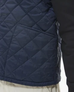 Gilet Barbour Monty blu trapuntato a rombi con colletto in velluto