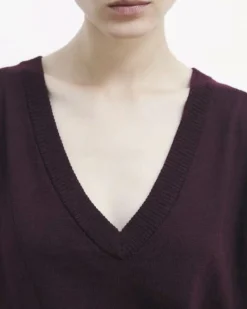 Gilet bordeaux Patrizia Pepe in lana rasata con scollo a V