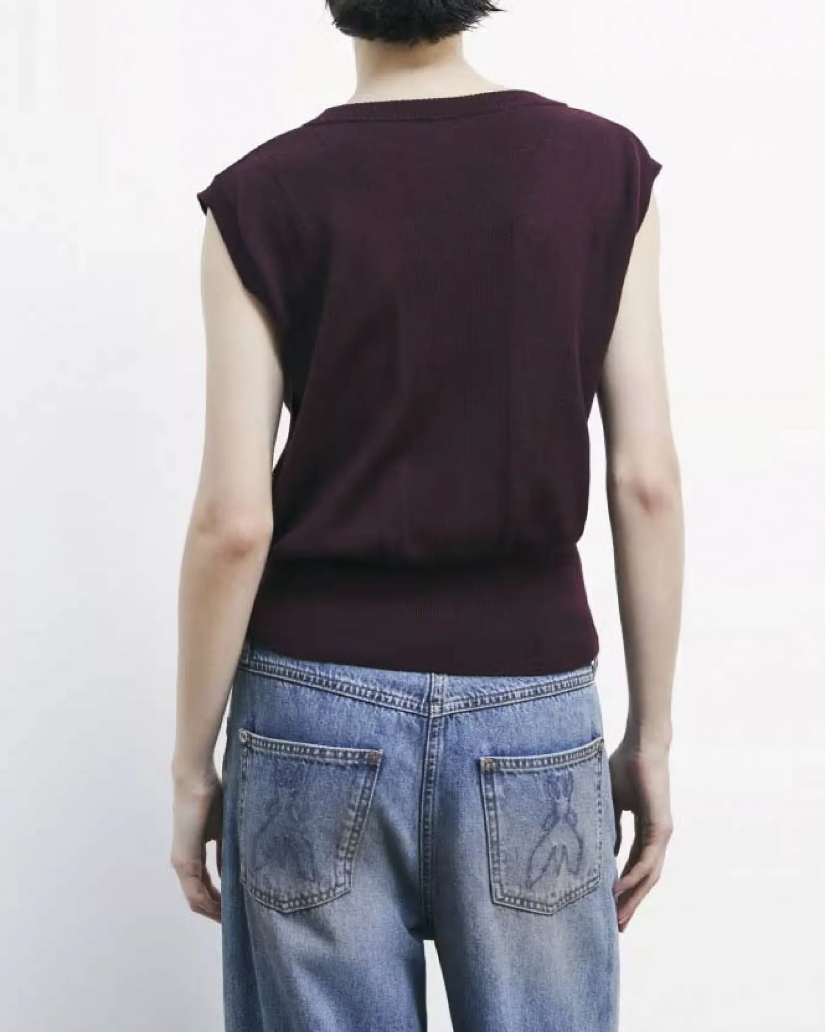 Gilet bordeaux Patrizia Pepe in lana rasata con scollo a V
