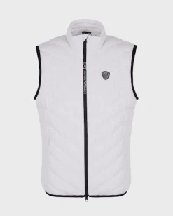 Gilet EA7 bianco in piuma con trapuntatura spinata