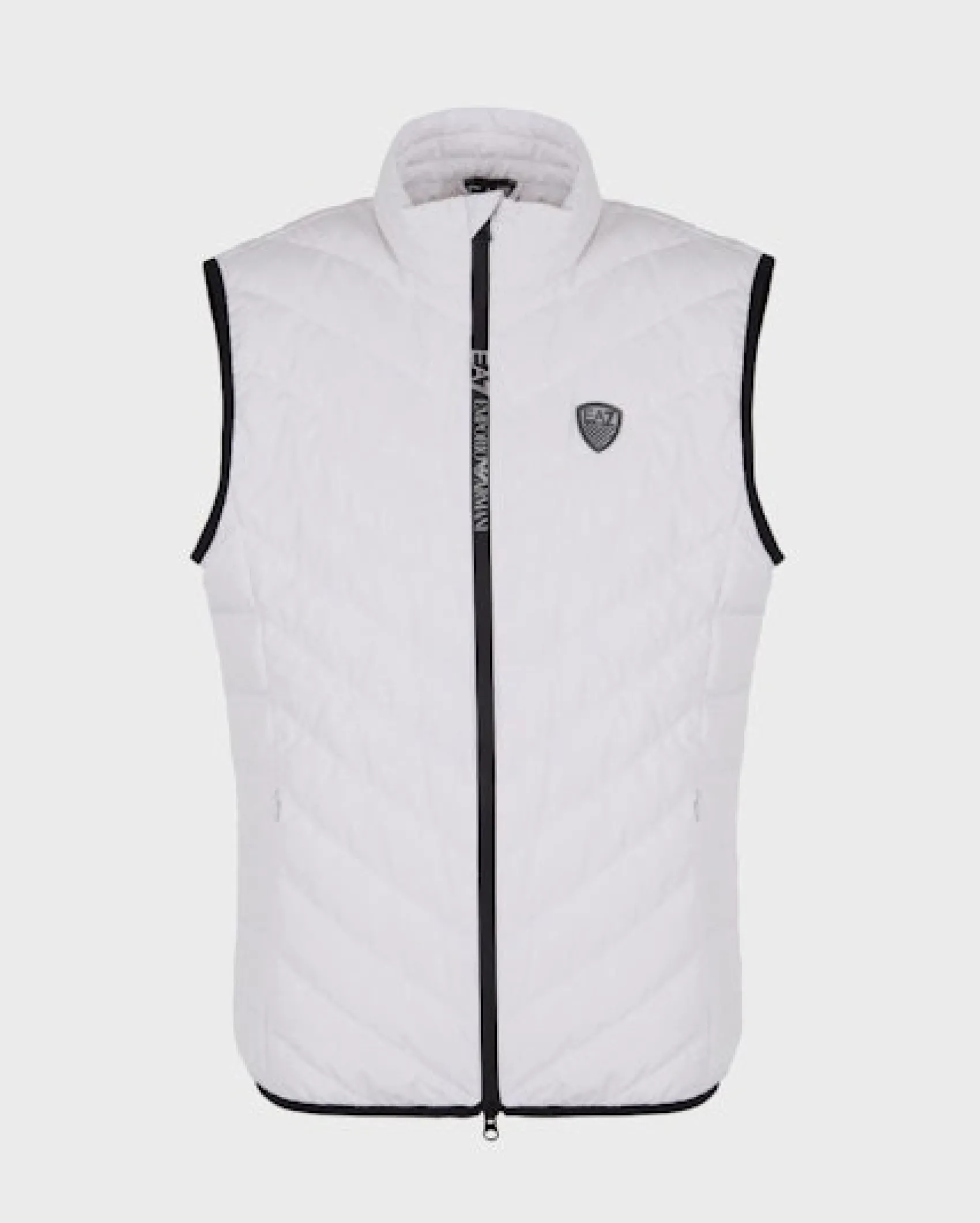 Gilet EA7 bianco in piuma con trapuntatura spinata