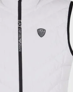 Gilet EA7 bianco in piuma con trapuntatura spinata