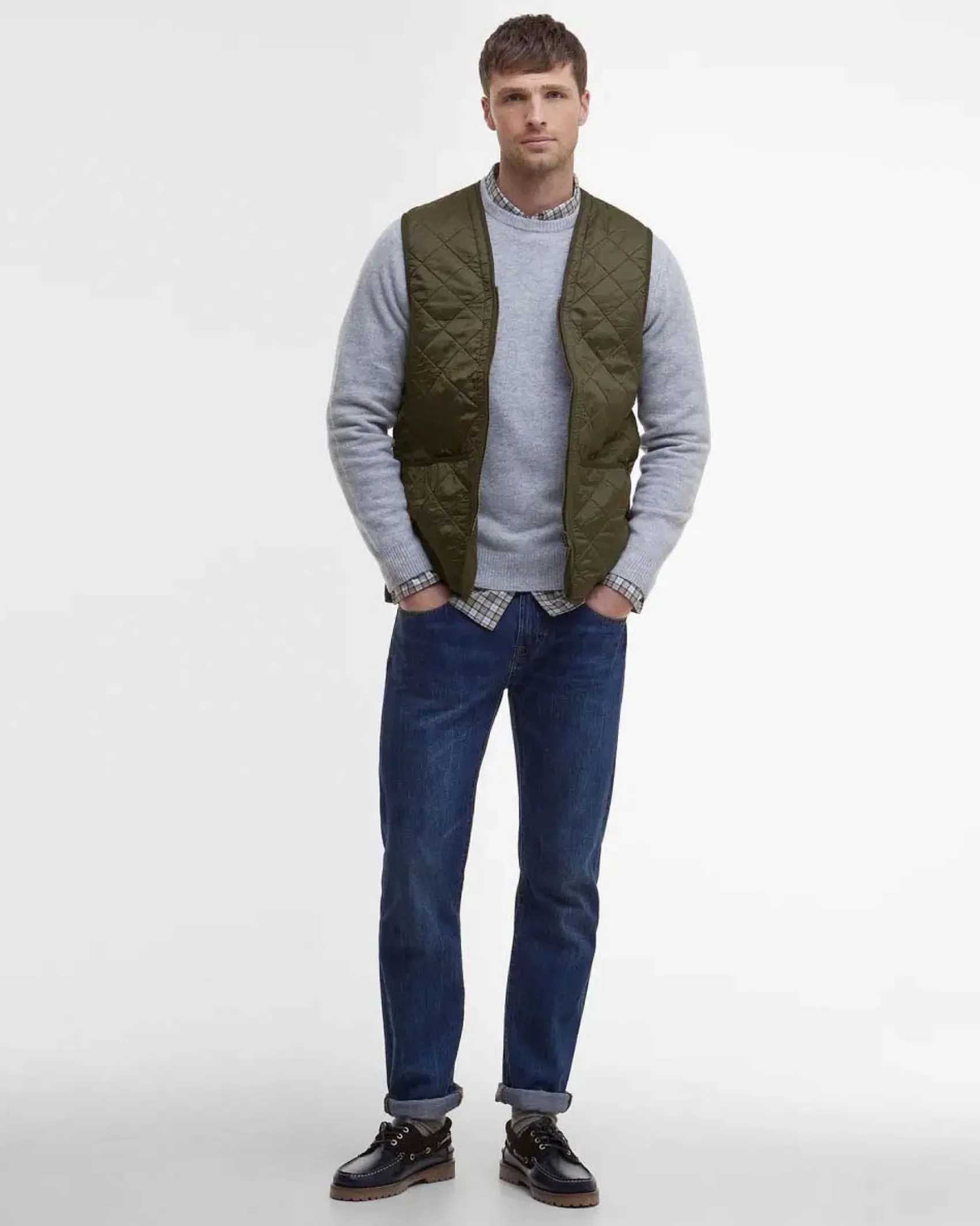 Gilet interno Barbour Polar Quilt verde militare trapuntato a rombi
