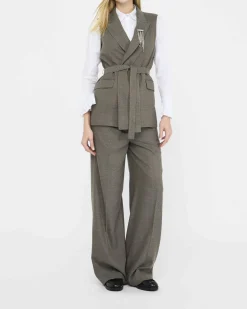 Gilet Liu Jo verde militare in misto viscosa motivo chevron