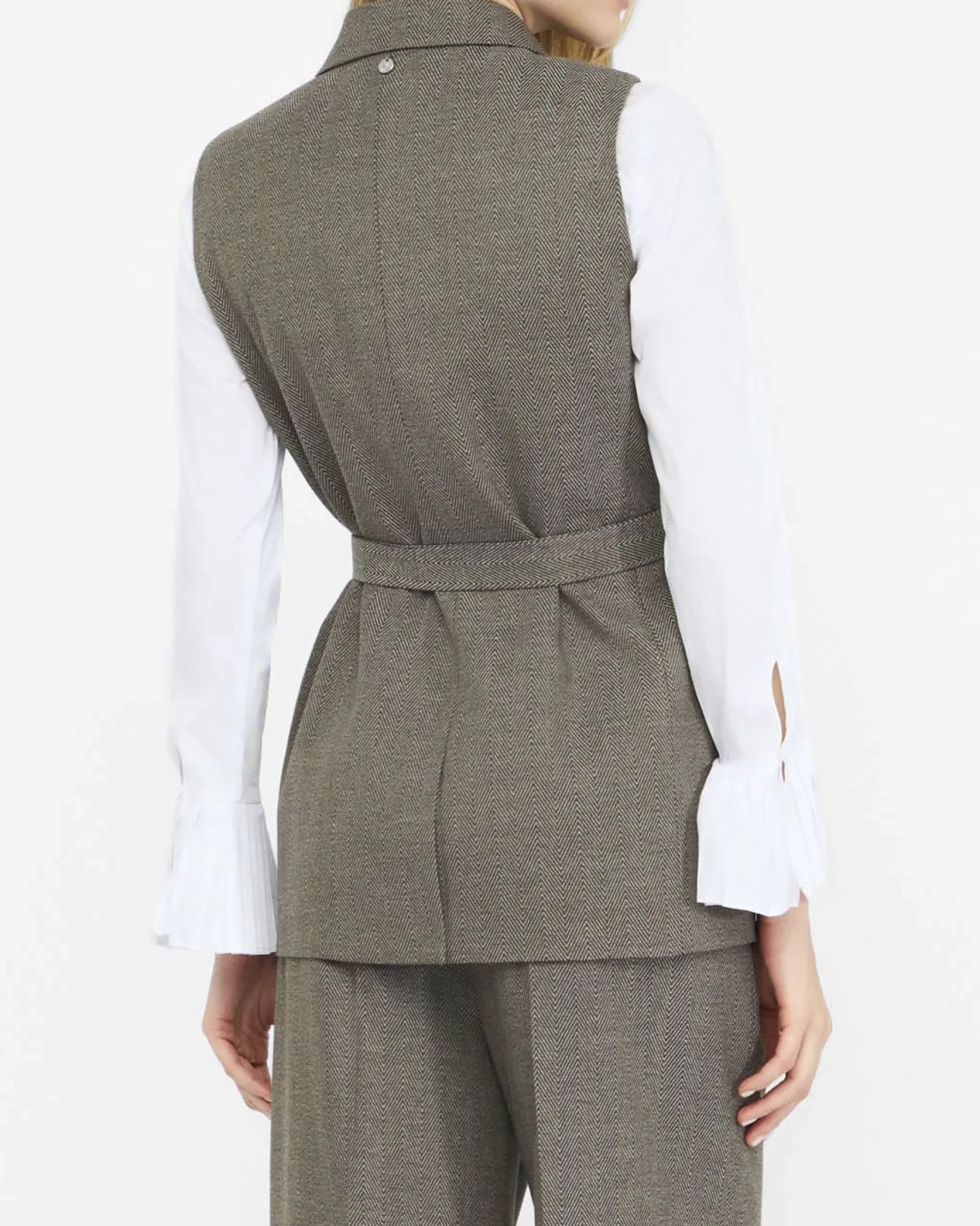 Gilet Liu Jo verde militare in misto viscosa motivo chevron