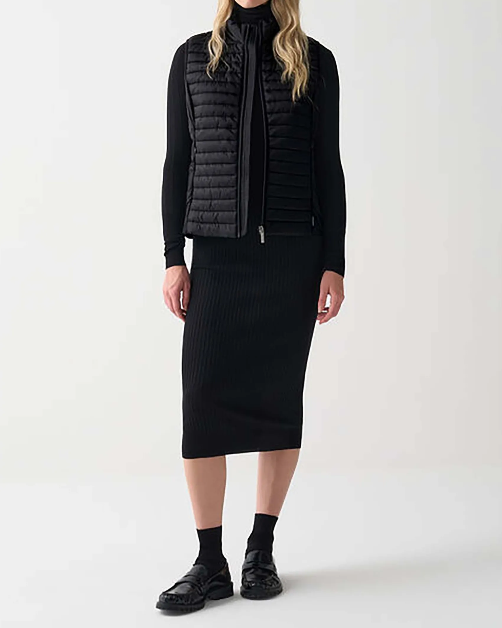 Gilet nero Colmar Originals con parte frontale a trapuntatura orizzontale