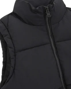 Gilet nero Guess in nylon imbottito con collo alto e zip