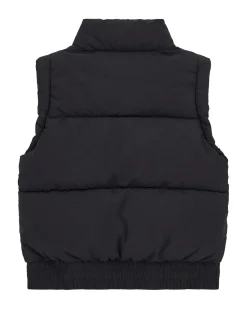 Gilet nero Guess in nylon imbottito con collo alto e zip