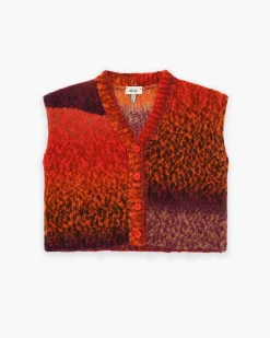Gilet oversize Dixie in misto lana multicolor con scollo a V