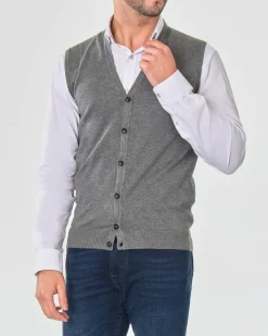 Gilet Paul Baker grigio tinta unita con bottoni