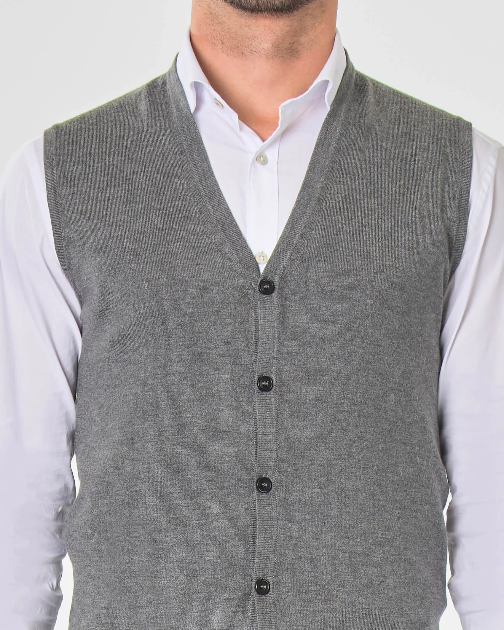 Gilet Paul Baker grigio tinta unita con bottoni