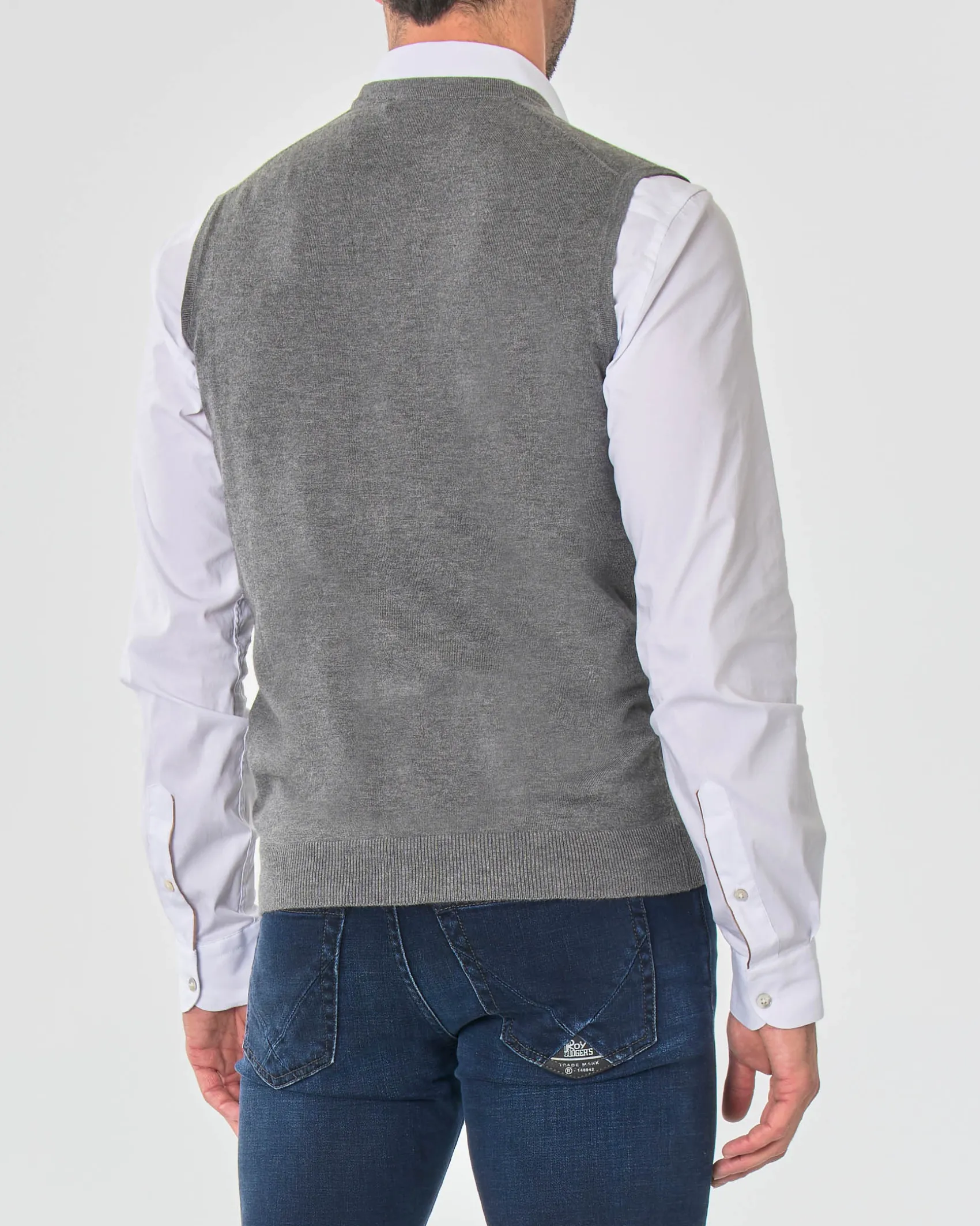 Gilet Paul Baker grigio tinta unita con bottoni
