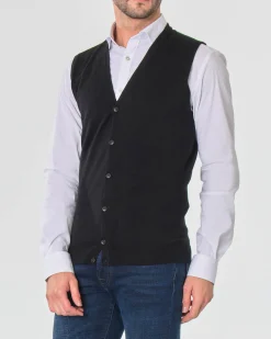 Gilet Paul Baker nero tinta unita con bottoni