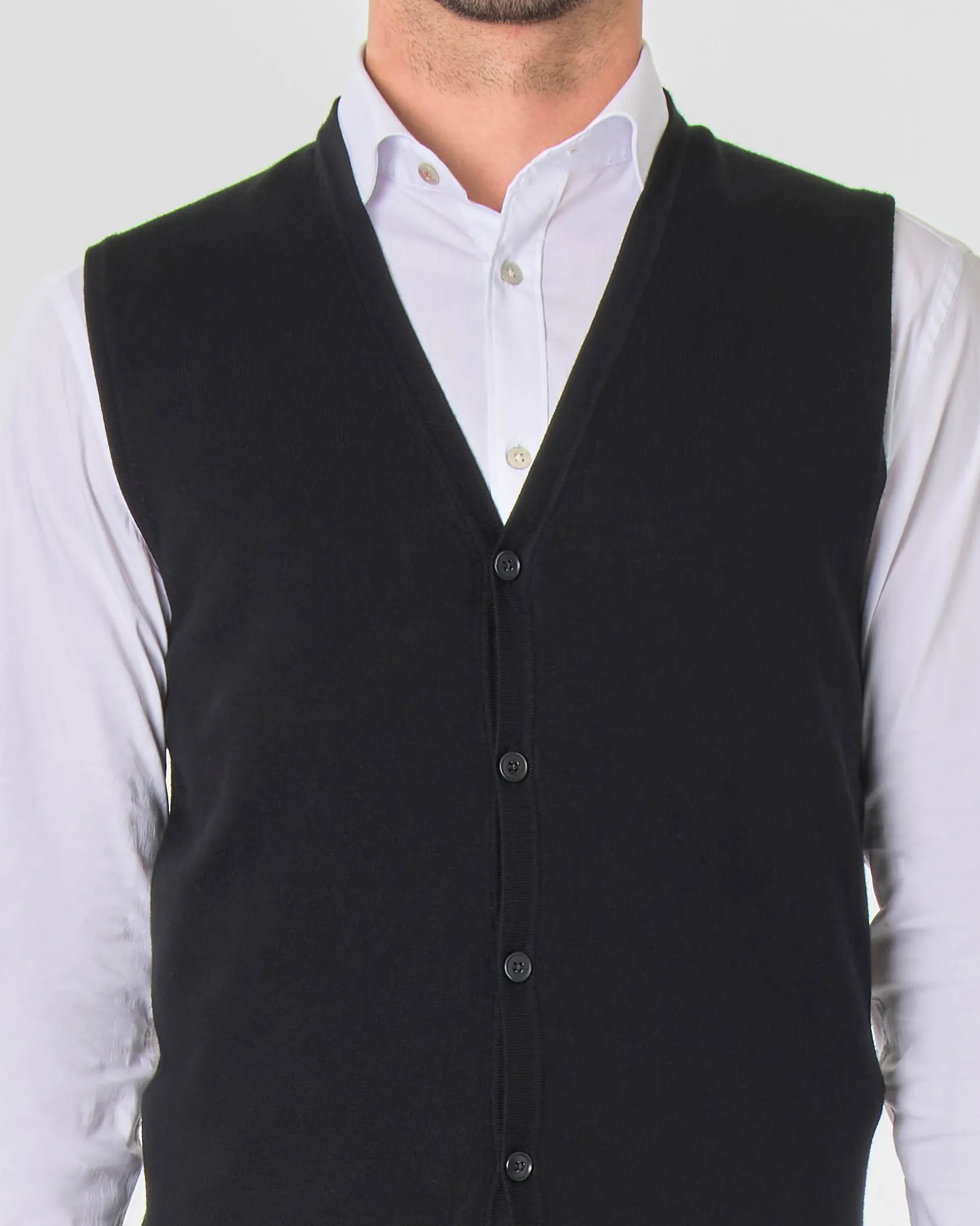 Gilet Paul Baker nero tinta unita con bottoni