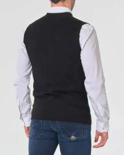 Gilet Paul Baker nero tinta unita con bottoni