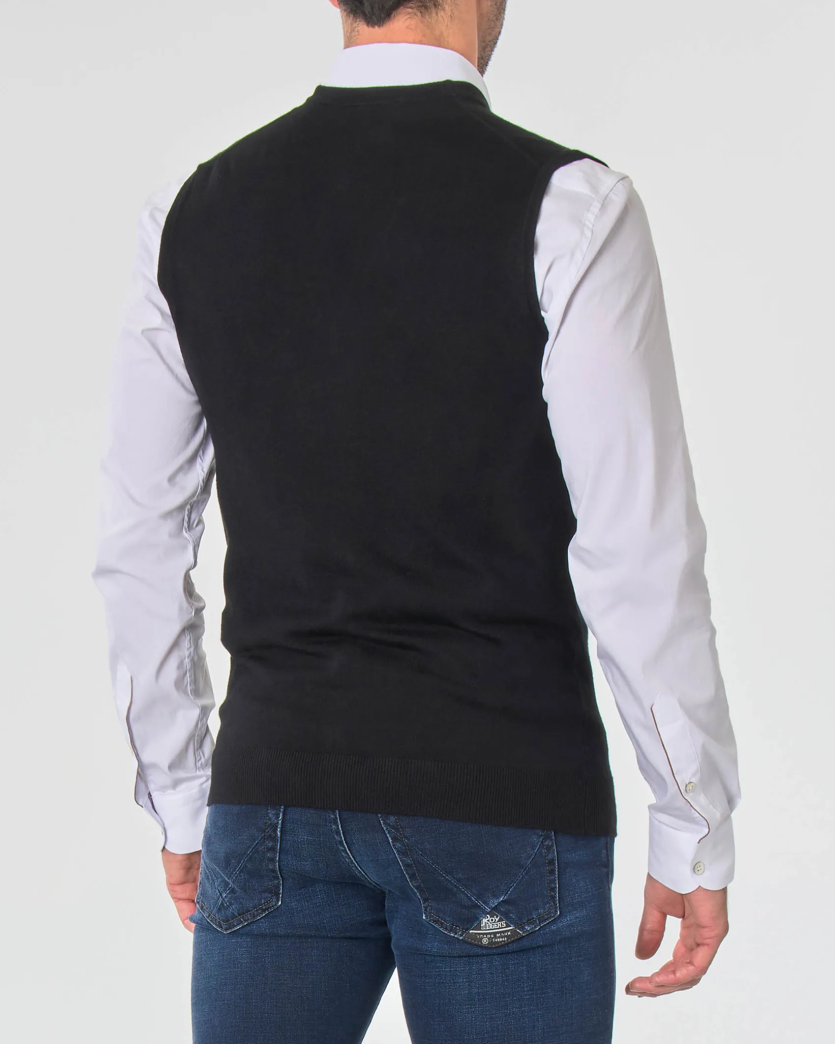 Gilet Paul Baker nero tinta unita con bottoni