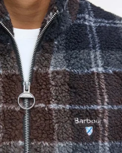 Giubbino Barbour Tartan Fleece in pile sherpa marrone e blu