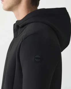 Giubbino Colmar Originals nero in tessuto stretch simil neoprene con cappuccio