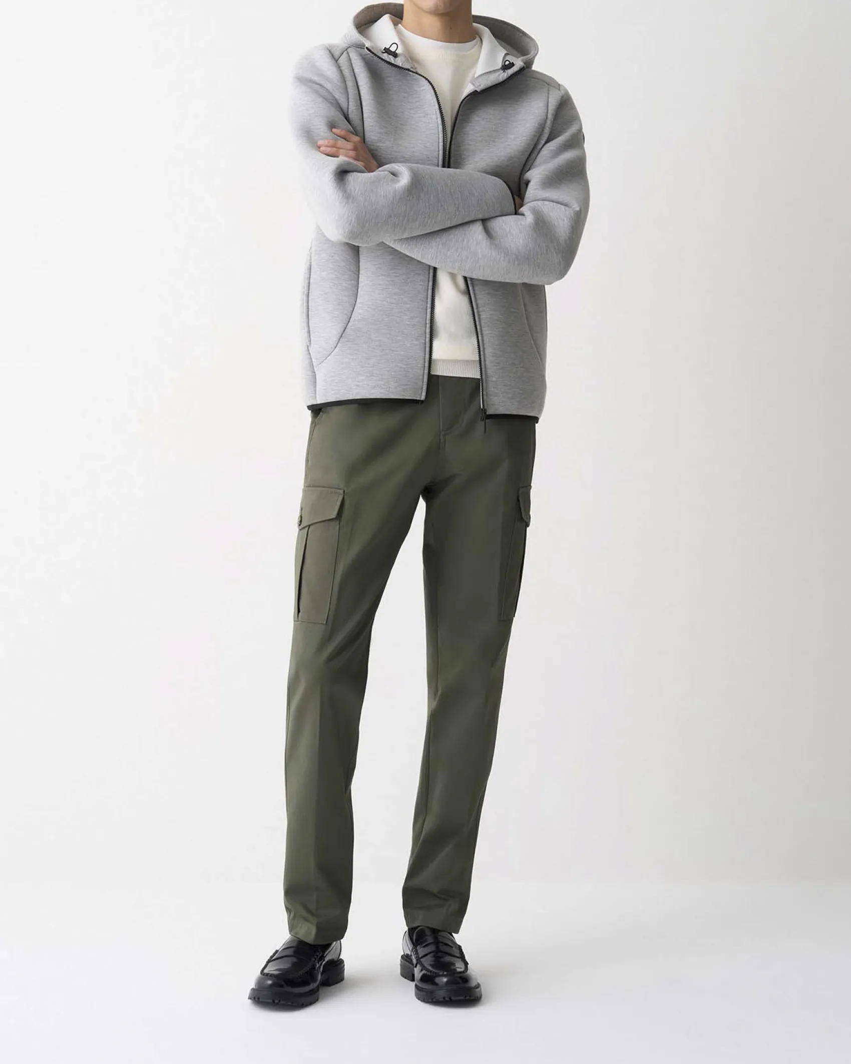 Giubbino Colmar Originals grigio in tessuto stretch simil neoprene con cappuccio