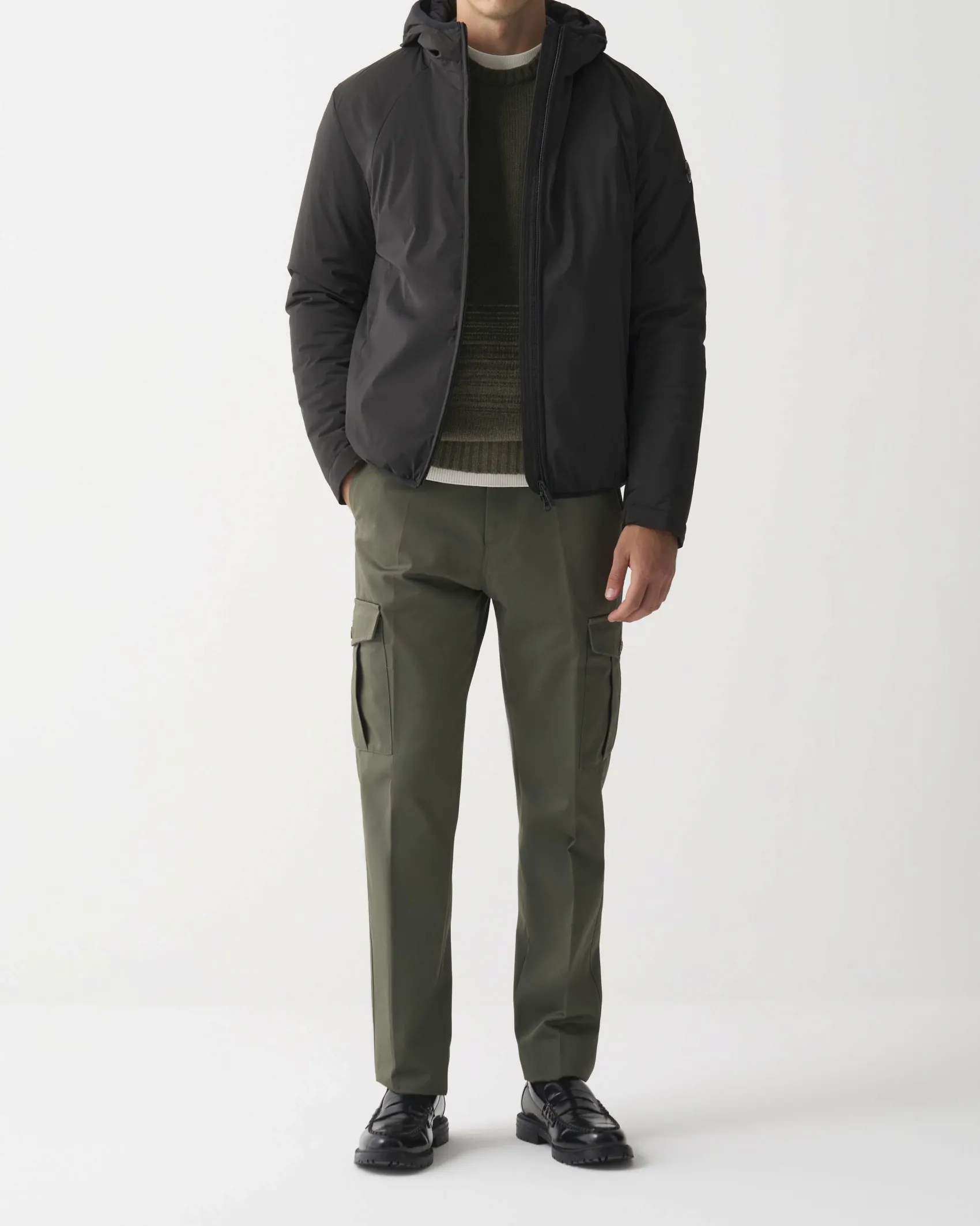 Giubbino Colmar Originals nero in nylon stretch opaco con cappuccio fisso