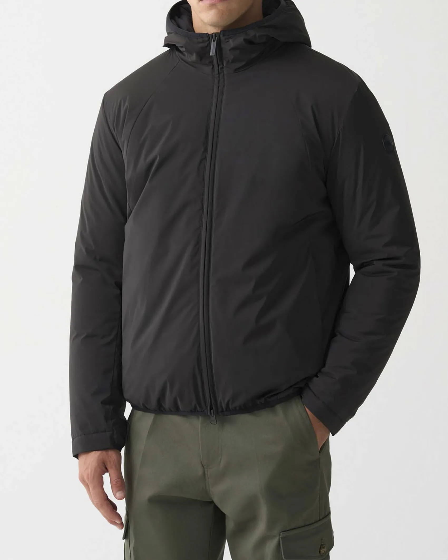 Giubbino Colmar Originals nero in nylon stretch opaco con cappuccio fisso