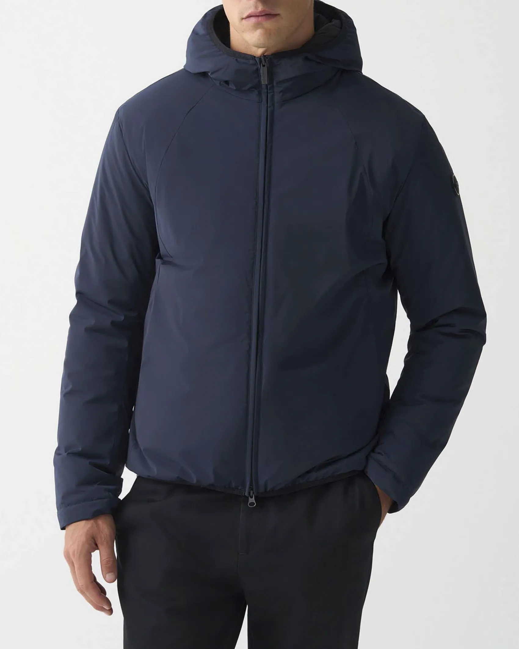 Giubbino Colmar Originals blu in nylon stretch opaco con cappuccio fisso