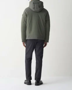 Giubbino Colmar Originals verde militare bi-tessuto con cappuccio e inserti su spalle e tasche in tecno maglia