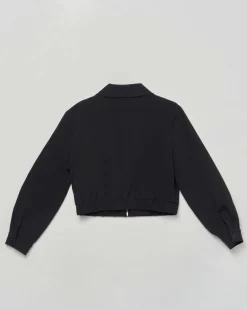 Giubbino cropped Twinset nero con colletto e zip