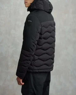 Giubbino Ferwood Blauer nero in nylon crinkle e inserto in teslan con cappuccio staccabile