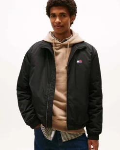 Giubbino imbottito Tommy Jeans nero in twill di nylon idrorepellente